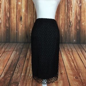 Studio 148 Black Web Lace Overlay Pencil MidiSkirt